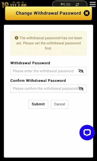 Step 2: Create a withdrawal password and click "Submit" to complete.