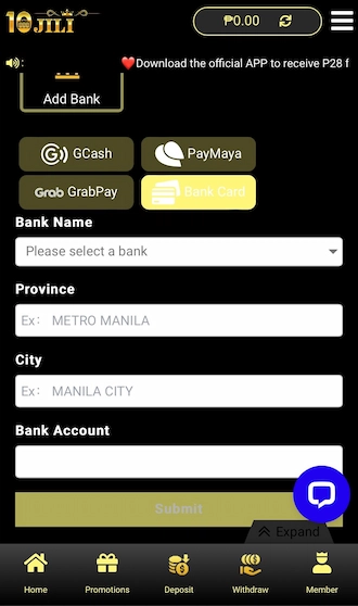 Add withdrawal account